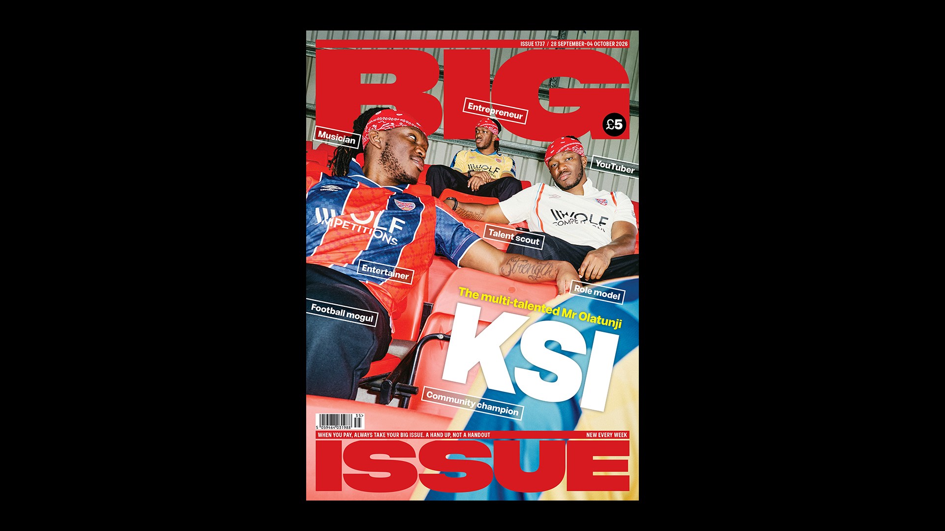 Big Issue cover 1737 featuring multiple photos of KSI