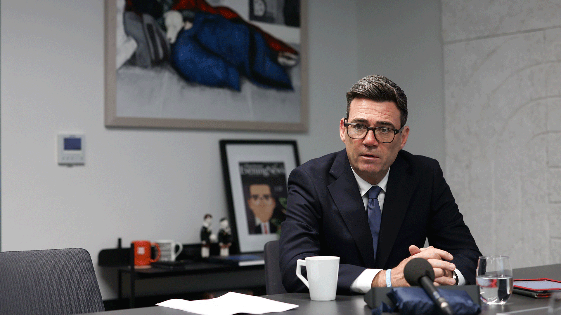 Andy Burnham, pictured in a media interview at No 10, has promised to end rough sleeping