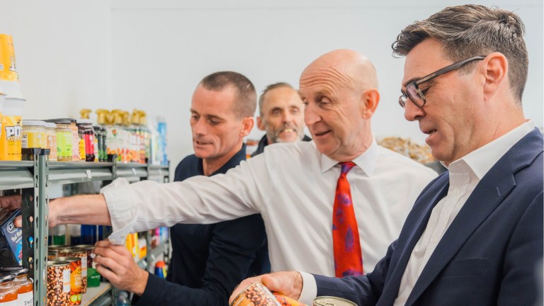 Independence Initiative's Darren advises chancellor John Healey and prime minister Andy Burnham in the charity's pantry