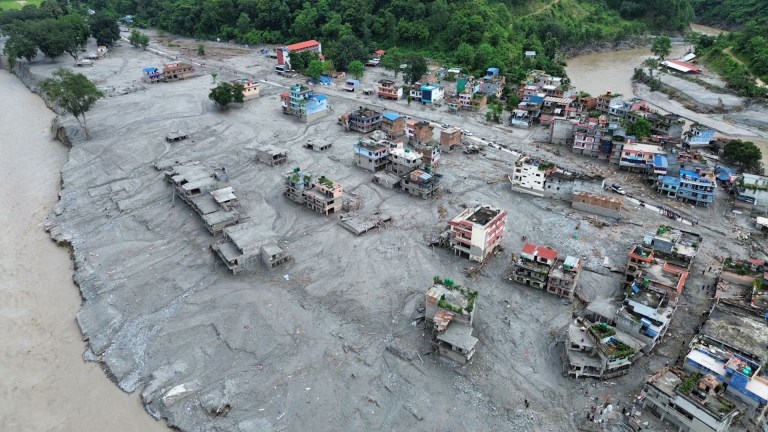 Devastation after Nepal-Tibet flooding