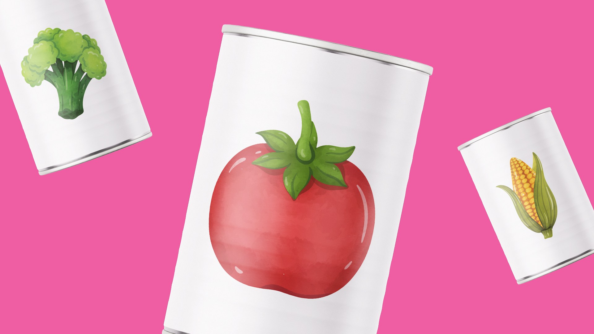 images of fruit and vegetables on cans to showcase food poverty