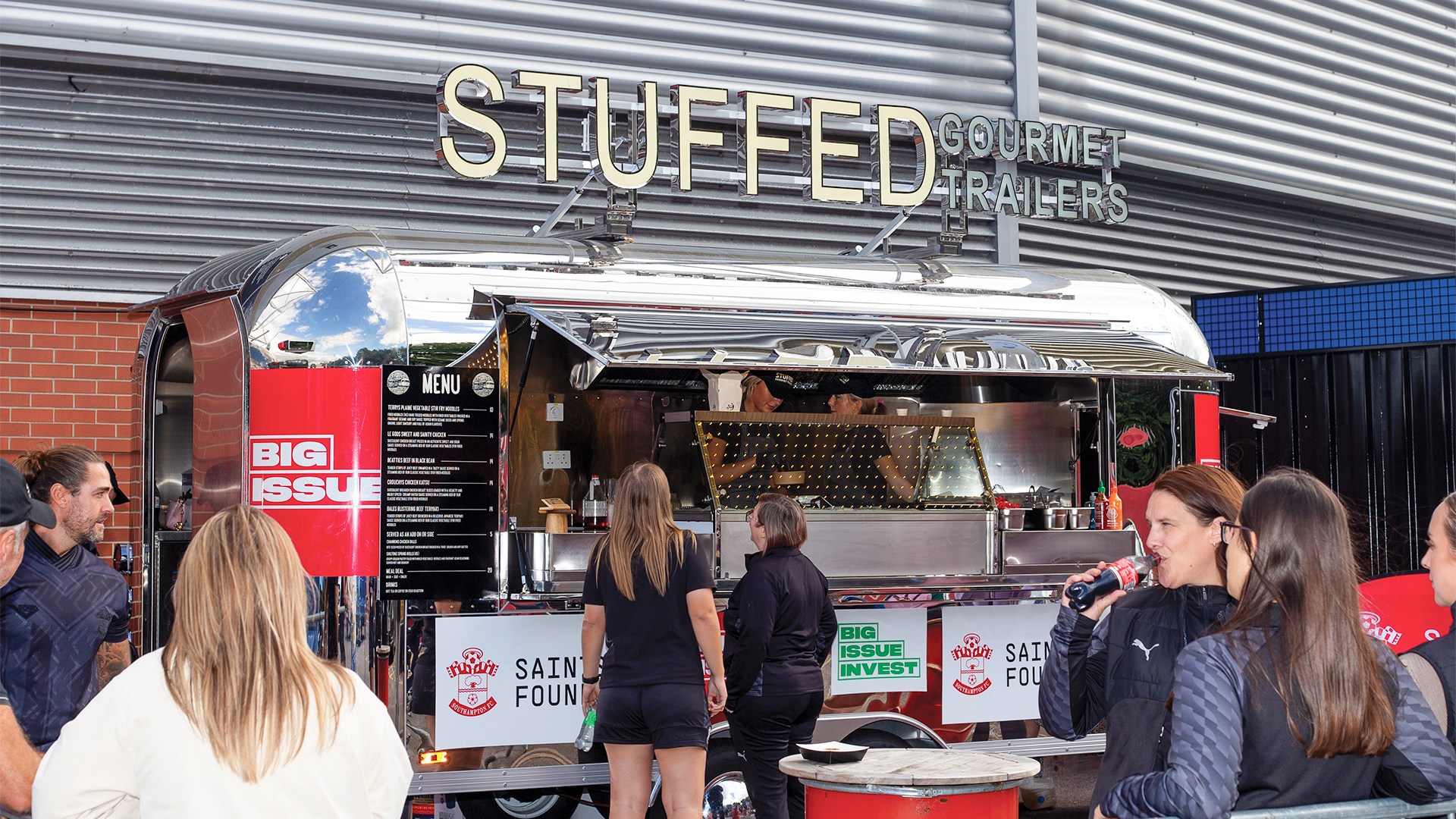 Stuffed Gourmet Trailers food van outside St Mary's Stadium in Southampton