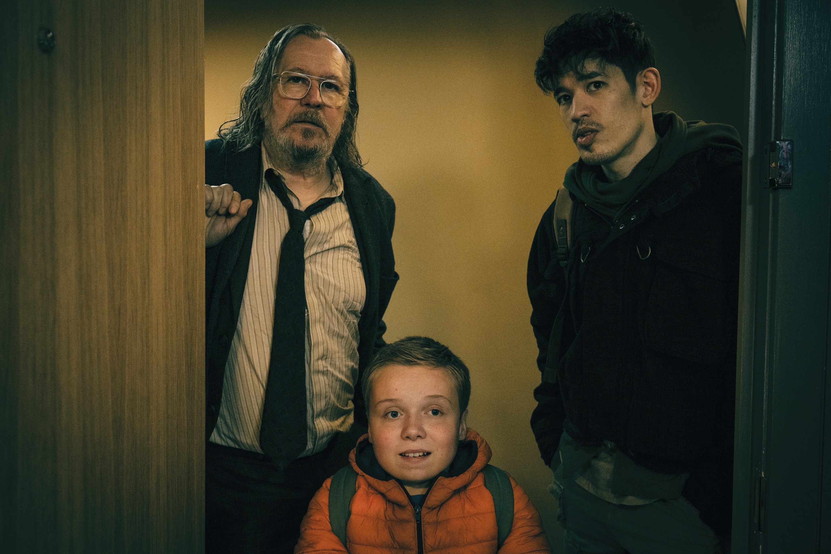 (From left) Gary Oldman, Lenny Rush and Christopher Chung in Slow Horses