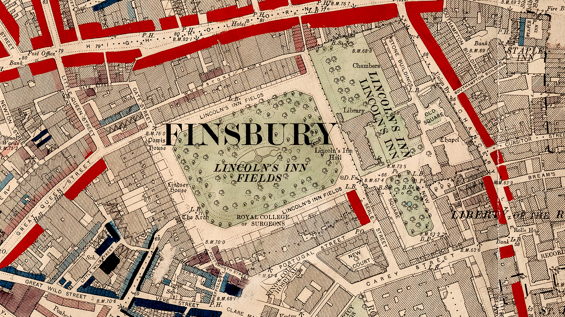 Charles Booth's 1889 colour-coded map of poverty in London