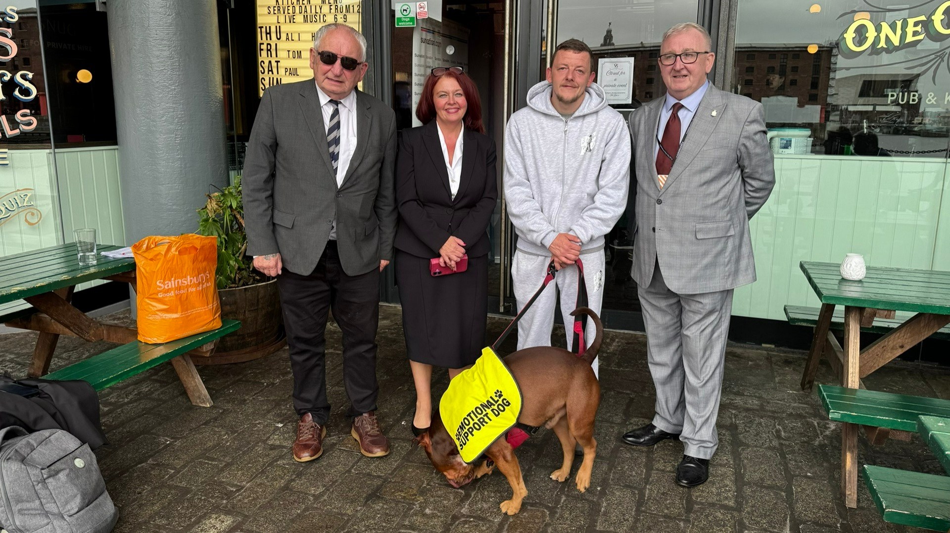 From left to write: Big Issue founder Lord John Bird with Labour MP Paula Barker and Big Issue vendor Nathan Dale